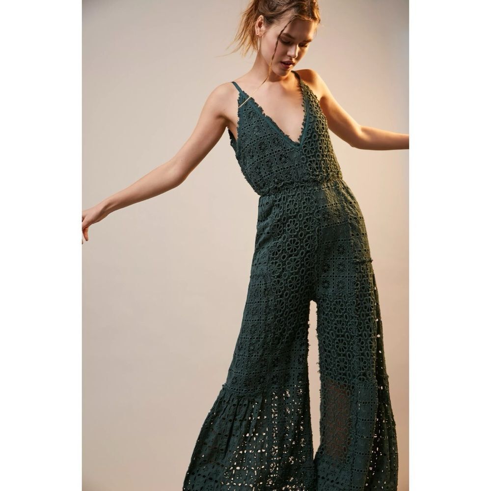 Free People FP One Yesenia Crochet Eyelet Jumpsuit M $350